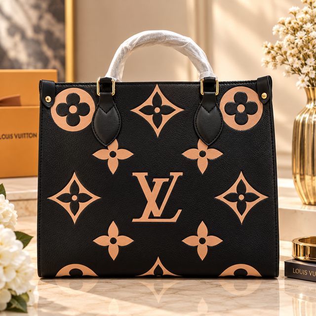 Black & Tan Monogram Tote Bag