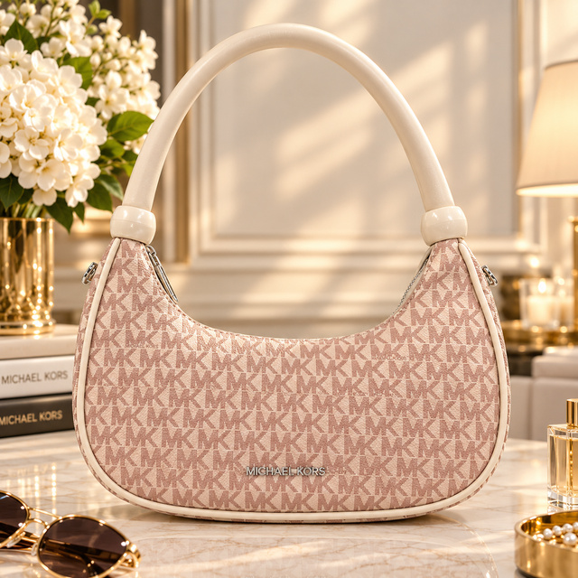 Michael Kors Signature Logo Hobo Shoulder Bag – Vanilla