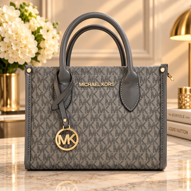 Michael Kors Signature MK Monogram Tote Bag – Grey