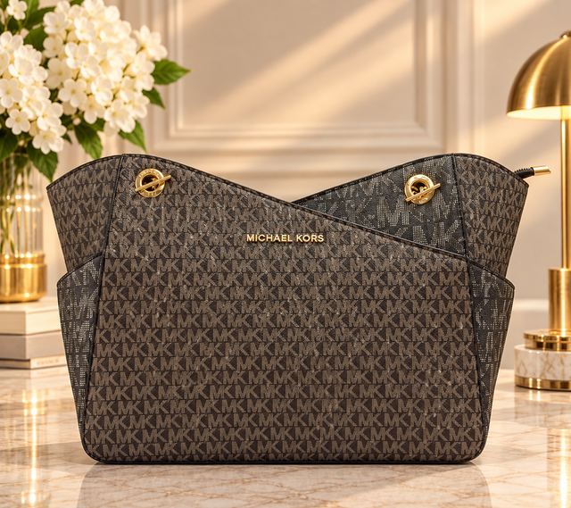Michael Kors Signature MK Monogram Tote Bag – Black