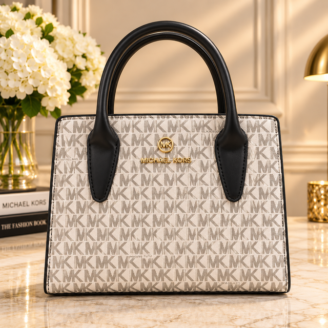Michael Kors Signature MK Mini Tote Bag – Vanilla & Black