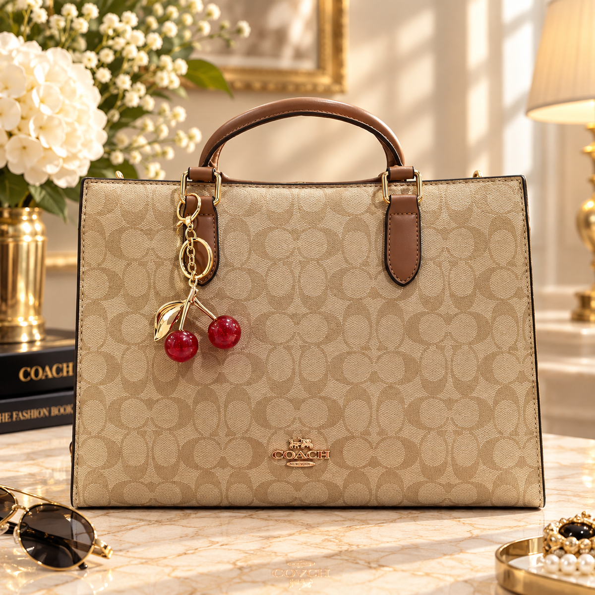 Coach Signature Canvas Large Tote Bag – Khaki & Tan