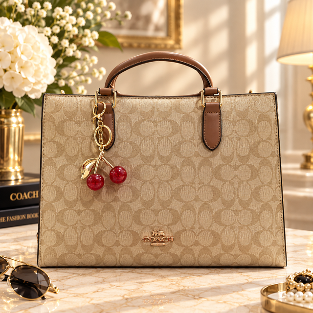 Coach Signature Canvas Large Tote Bag – Khaki & Tan